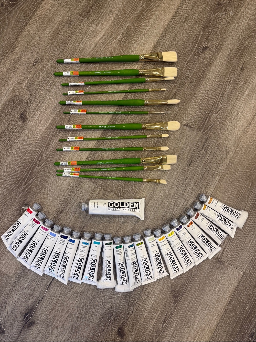 22 Golden Heavy Body Acrylic Paint + Artist’s Loft Firenze Paintbrushes